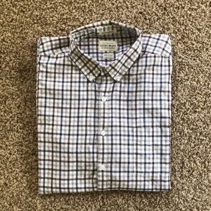 Lucky Brand Mens XXL Plaid (blue/white/brown) Short Sleeve Button Up Shirt